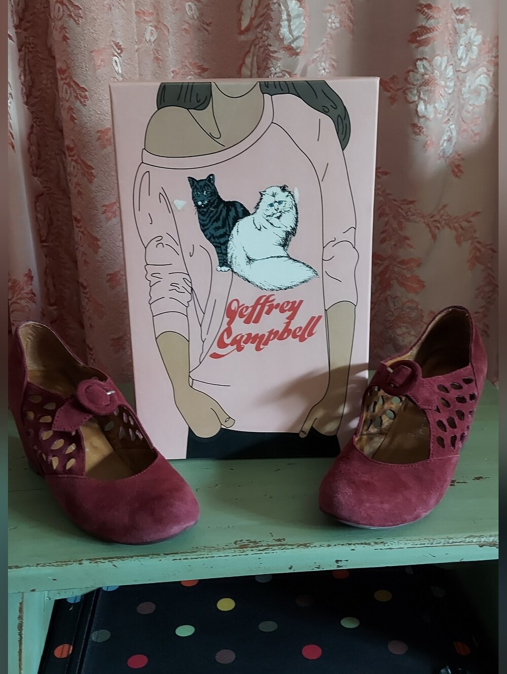 Jeffrey Campbell Burgandy/Wine Suede Leather Buckle 3" Wedges